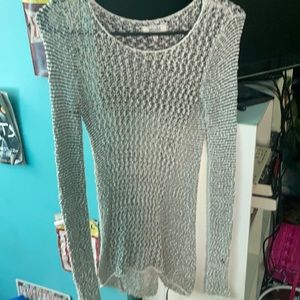 Fitted see-through knit sweater